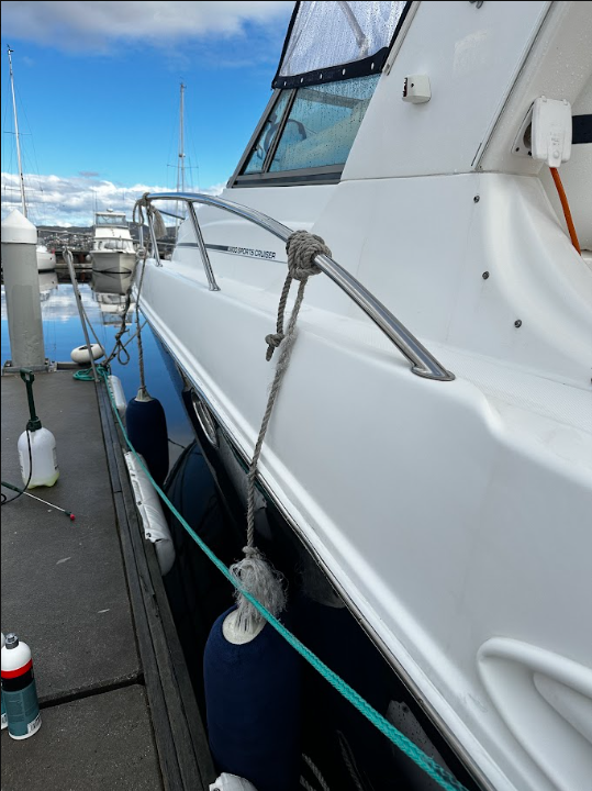 Before — Boat & Marine Detailing — Boat hull before and after professional marine detailing