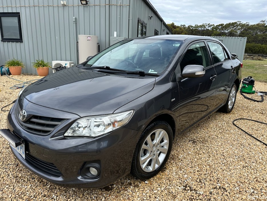Grey Toyota Corolla washed and detailed