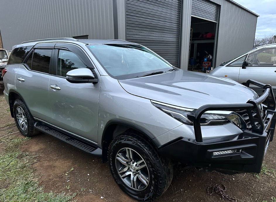 Silver Toyota Fortuner 4WD cleaned inside and out