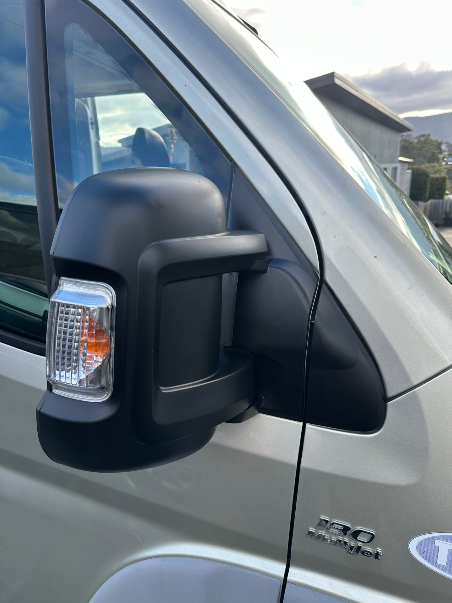 After — Fiat Ducato mirror housing before and after plastic trim restoration