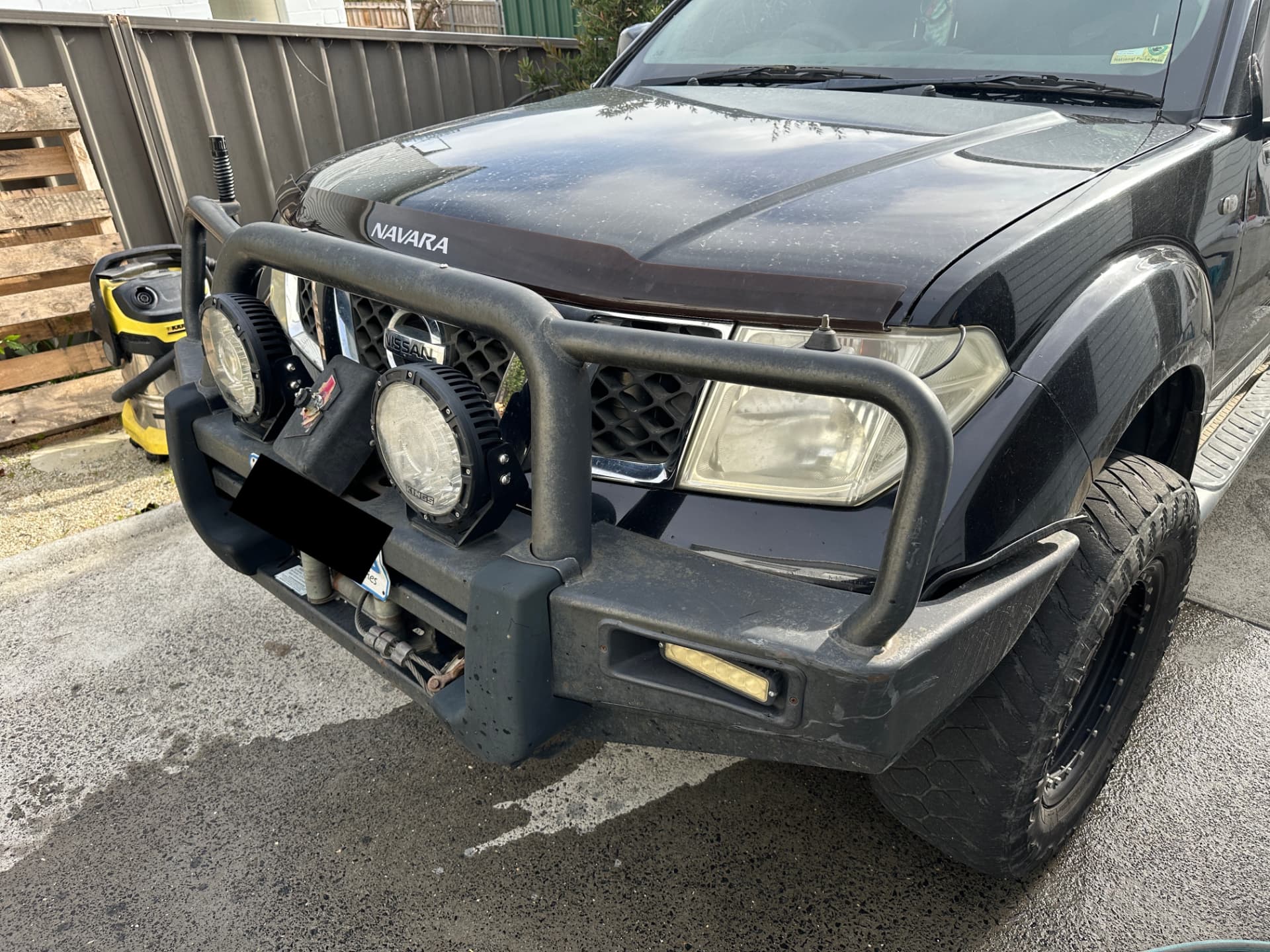 Before — Nissan Navara bull bar and front trim before and after trim restoration