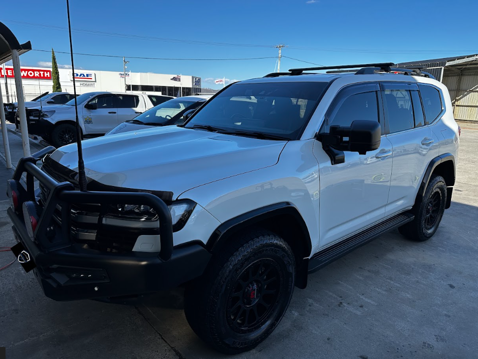 White Toyota LandCruiser 300 Series detailed by Tas Deluxe Mobile Detailing in Hobart, Tasmania
