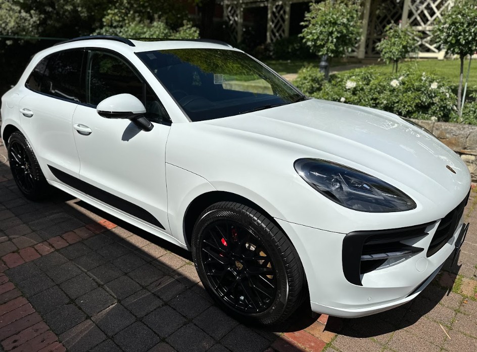 White Porsche Macan GTS detailed at a Hobart home