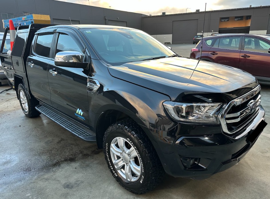 Black Ford Ranger fleet ute detailed on site