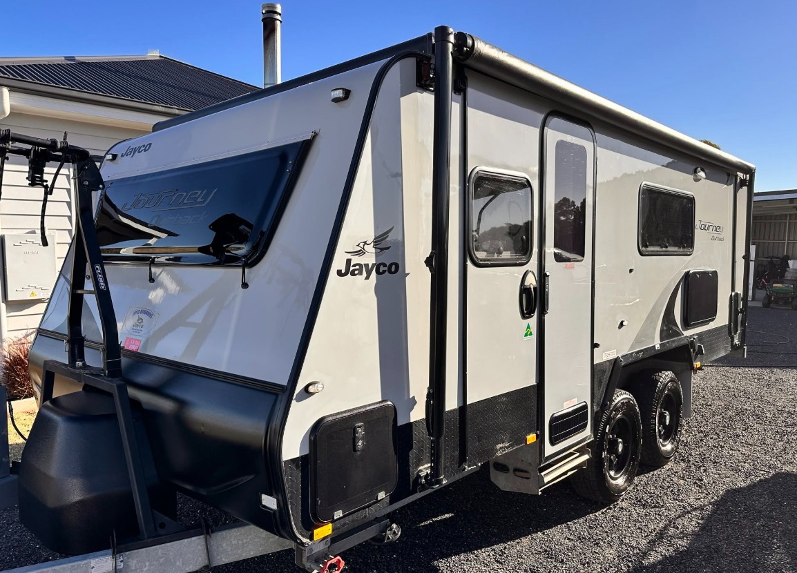 Caravan detailed on site at a customer's home near Hobart
